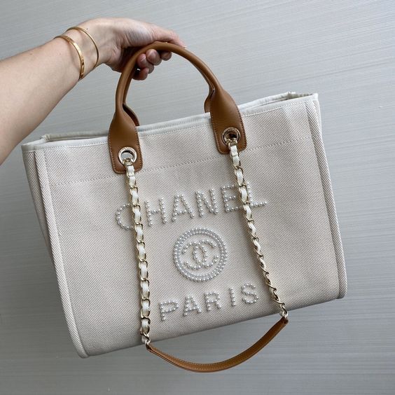 Chanel Pearl Deauville Tote Bag in Beige