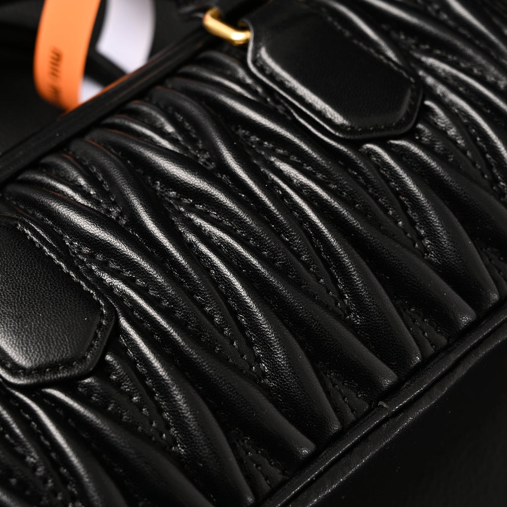 Miu Miu Black Matelassé Leather Top Handle Bag