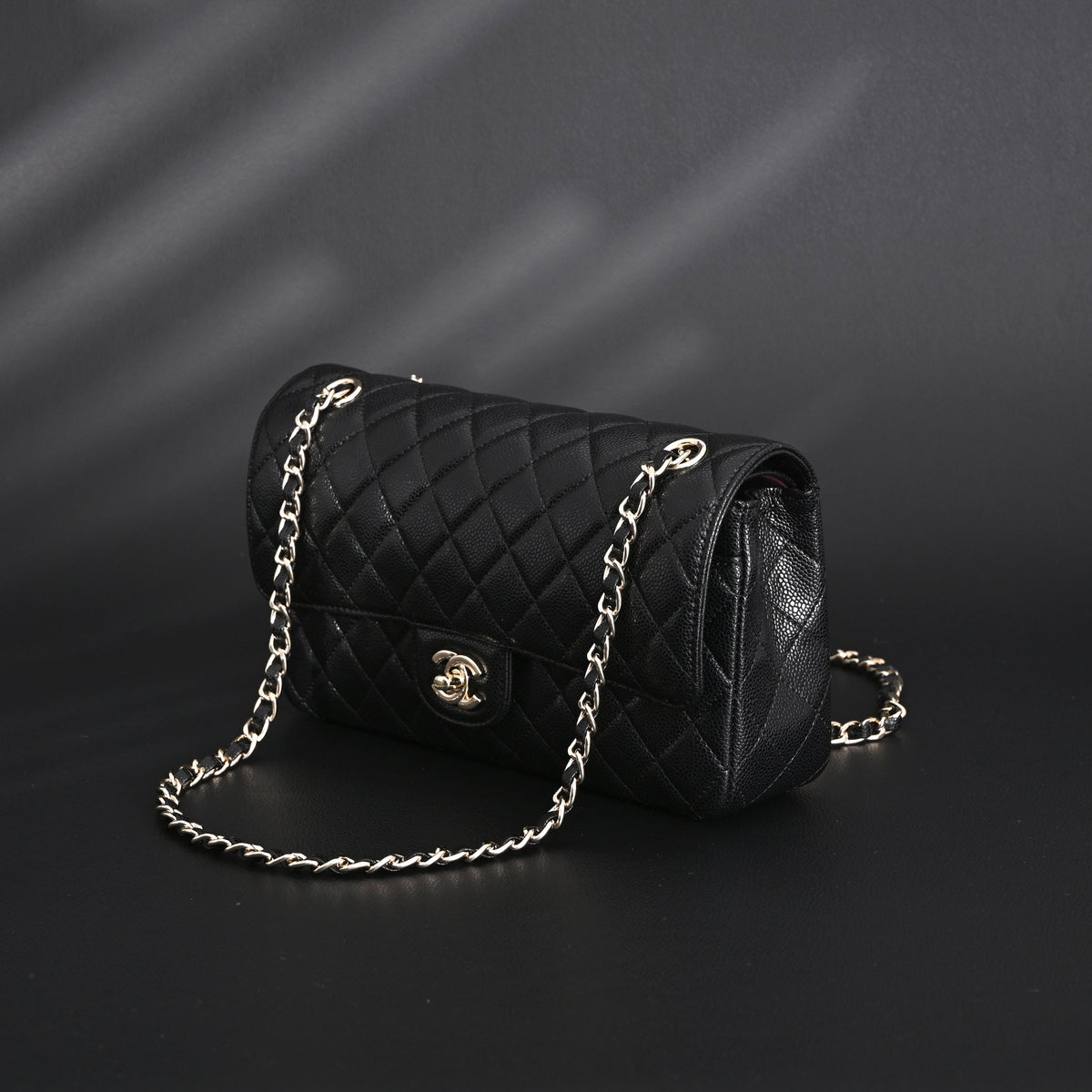 Chanel Classic Flap Bag – Black Quilted Caviar Leather with Gold-Tone Hardware