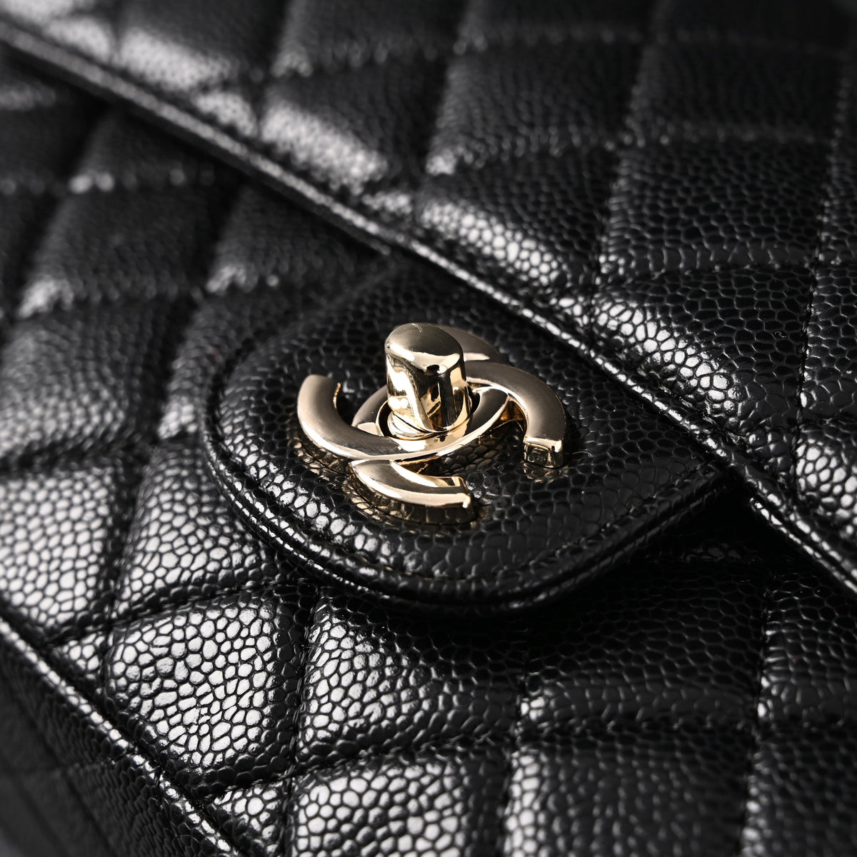 Chanel Classic Flap Bag – Black Quilted Caviar Leather with Gold-Tone Hardware