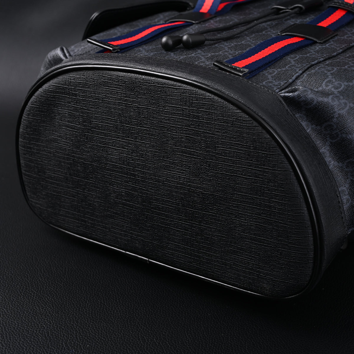Gucci GG Supreme Monogram Backpack with Web Stripe