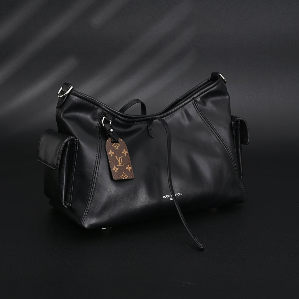 Louis Vuitton Montaigne Black Mahina Leather Shoulder Bag