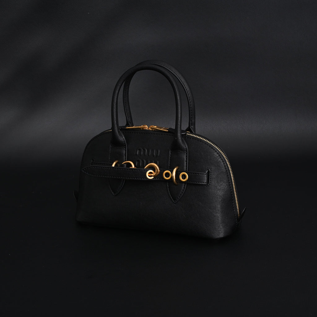 Miu Miu Black Leather Satchel Bag – Medium Structured Tote