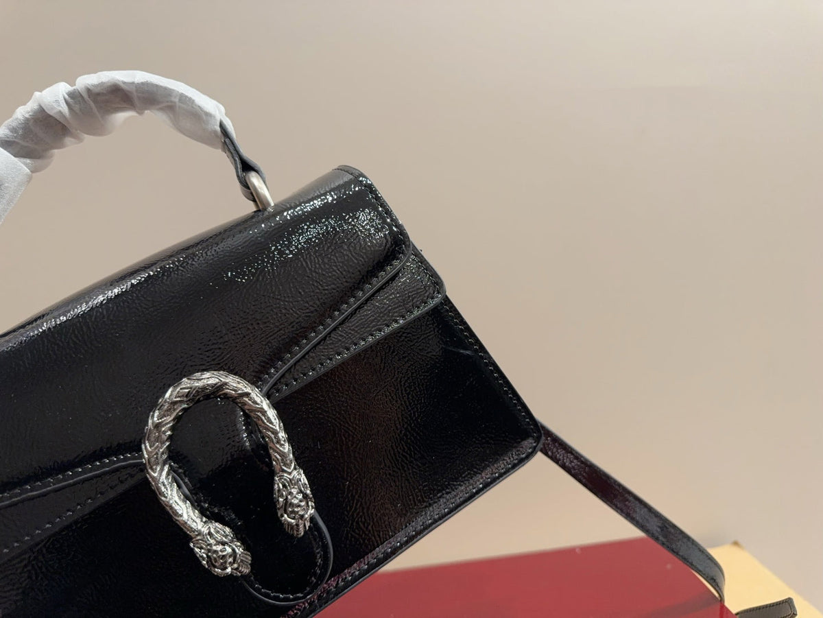 Gucci Glossy Black Handbag Crossbody 24x17cm